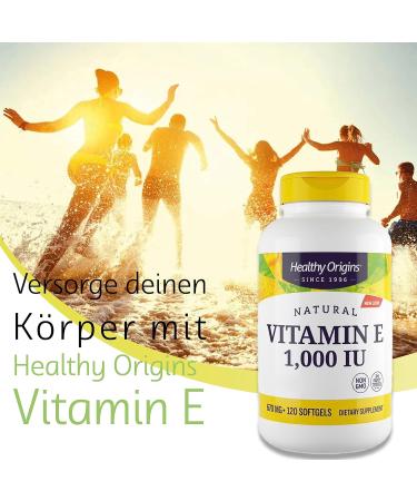 Buy Healthy Origins Natural Vitamin E 1000 IU - 120 Softgels | Gluten Free Non-GMO Laboratory Tested - Worldwide Shipping - Buy Online on GoSupps.com