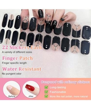 Ceboic Gel Nail Polish Stickers - 22PC UV Self-Adhesive French Black Gel Strips for Salon Quality Nails - Buy Online on GoSupps.com