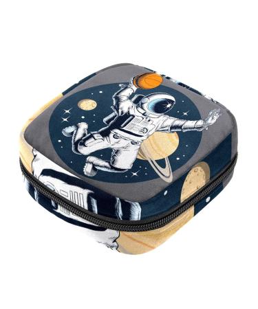 Menstruation pad bag with zipper women's napkin bag tampons collection bags for women and girls (space you play basketball) Color 10