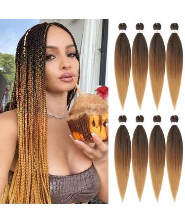 Pre-stretched Braids Hair Professional Itch Free Hot Water Setting Synthetic Fiber Ombre Yaki Texture Braid Hair Extensions 26 Inch 8 Packs Beyond Beauty Braiding Hair 1B-30-27