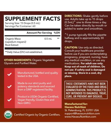 HAVASU NUTRITION Organic Maca Root Liquid Drops (60 Servings) & Saw Palmetto Supplement Capsules (100 Servings) - Buy Online on GoSupps.com