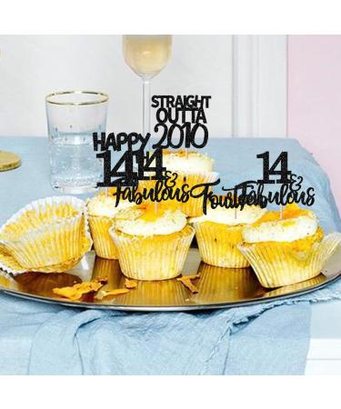 24 Pack Straight Outta 2010 Cupcake Toppers Happy 14th Birthday Fourteen Awesome Since 2010 Cupcake Picks 14 Fabulous Cake Decorations for 14th Birthday Anniversary Party Black 14th Black - Buy Online on GoSupps.com
