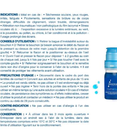 INNOXA Laboratoires - Gouttes Formule Bleue - Blanchit le Blanc de l' il - Hydrate les Yeux Rouges et Fatigu s - Formule Originale - Fabriqu e en France - Sans conservateurs Gouttes Bleues x1 - Buy Online on GoSupps.com