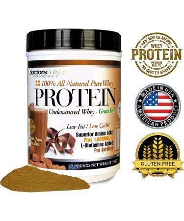 Pure 100% Undenatured Grass Fed Whey Protein | Low Carb & Low Fat | Double Dutch Chocolate Flavor | 1000mg L-Glutamine | International Shipping Available - Buy Online on GoSupps.com