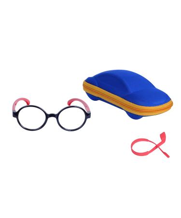 Children blue light filter glasses without strength UV block Tr90 round glasses frame for young girls + anti -slide glasses band + glasses case red