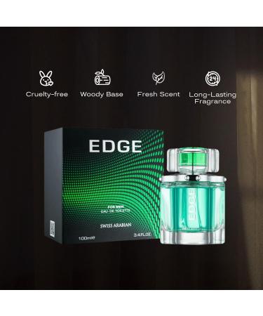 Swiss Arabian EDGE Men Eau de Parfum 100mL | Clean Citrusy and Shower Fresh | Lemon Lavender Mint Cinnamon Cardamom Cedarwood Patchouli Sandalwood | by Oud Perfume Artisan Cologne Spray - Buy Online on GoSupps.com