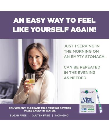 Vital Planet Gut Renew Powder Supplement - Leaky Gut Repair with L-Glutamine Marshmallow Ginger & Aloe Vera | 20 Single Serve Packs | International Shipping Available - Buy Online on GoSupps.com
