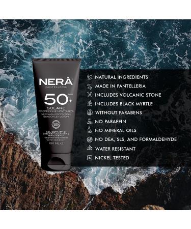 NERA Pantelleria Water Resistant SPF50+ Very High Protection Sunscreen 100ML - Nourishing Face Sun Cream with UVA/UVB Filters Prevents Dehydration & Skin Aging Unisex - Made in Italy - Buy Online on GoSupps.com