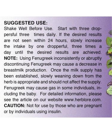 Herb Lore Fenugreek Tincture - Alcohol Free Liquid Drops for Lactation Support | Herbal Supplement for Milk Supply - 4 fl oz - Buy Online on GoSupps.com