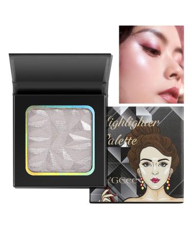Highlighter Makeup Palette White Silver Glitter Highlight Contouring Pallets Highly Pigmented Face Glow Illuminator Highlighters Pallet Contour Palettes For Body Cheek Pale Skin  Suit For All Skin Tones Silver White