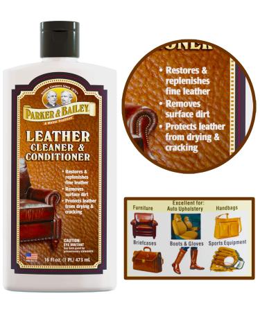 Parker Bailey Leather Cleaner and Conditioner - Leather Conditioner Shoes - Car Leather Cleaner - Cleans and Conditions Leather Furniture, Boots, Handbags - 16oz