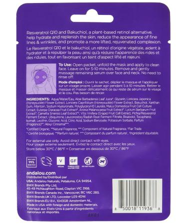 Buy Andalou Naturals Age Defying Instant Rejuvenate & Firm Sheet Mask - Anti-Aging Skincare for Radiant Skin - International Shipping Available - Buy Online on GoSupps.com
