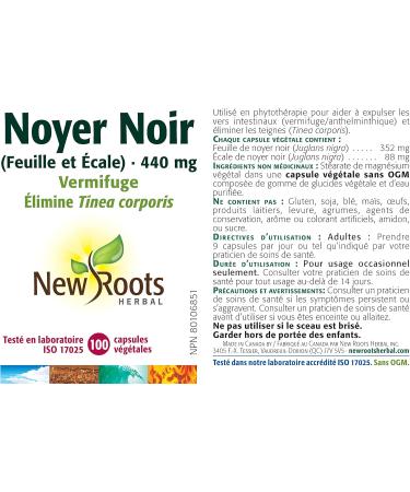 New Roots Herbal - Black Walnut Leaf and Hull - 100 capsules - 440 mg per Capsule 100 count (Pack of 1) Leaf and Hull - 440 mg - Buy Online on GoSupps.com