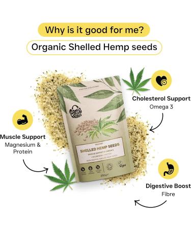 Earth's Basket Organic Shelled Hemp Seeds 250g - High Protein Superfood - Buy Online on GoSupps.com
