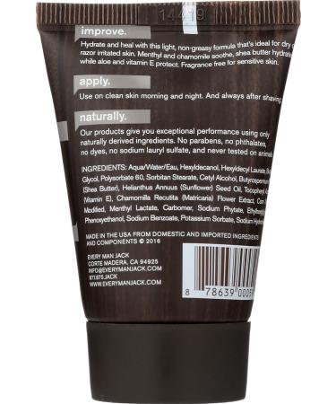 Every Man Jack Unscented Face Lotion - Hydrating 1 Fl Oz for All Skin Types | Shop Internationally - Buy Online on GoSupps.com