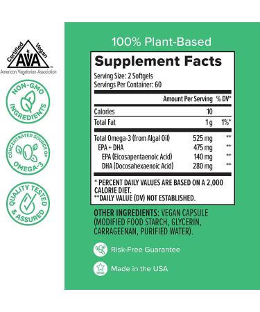 Zenwise Health Vegan Omega-3 from Marine Algae - 120 Softgels for Heart & Brain Support - Buy Online on GoSupps.com
