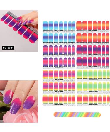 Agatige 14 Sheet Full Wraps Nail Polish Stickers Nail Gel Polish Strips Self-Adhesive Gradient Color Full Nail 3D Gradient Color Sticker Sheets for Nail Wrap Stickers Decals - Buy Online on GoSupps.com