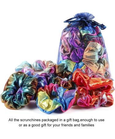 Shiny Metallic Scrunchies for Girls - 12 Piece Hair Accessories Set - Buy Online on GoSupps.com