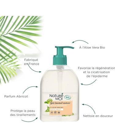 Natur Moi - Hand Wash Gel - Sensitive Skin - Liquid Hand Soap with Organic Aloe Vera - Apricot Fragrance - 98% Natural Origin - Certified Organic - 300ml - Made in France - Buy Online on GoSupps.com