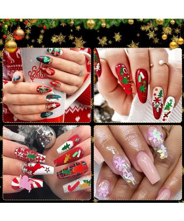 Noblife 36 Grids Christmas Nail Art Sequins | 3D Holographic Snowflake Glitter | Colorful Nail Decorations & Pickup Tools | Sparkly Confetti Nail Decals for Festive Nails - Buy Online on GoSupps.com