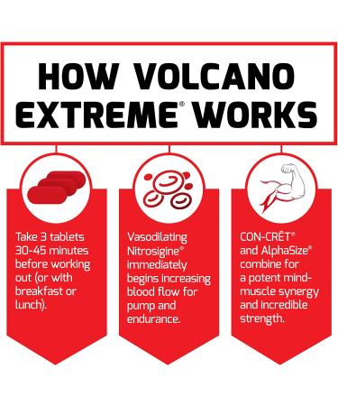 Volcano Extreme 2-Pack: Pre Workout Nitric Oxide Booster with Creatine, L-Citrulline, and Huperzine A for Better Muscle Pumps - Force Factor - 180 Tablets x 2 - Buy Online on GoSupps.com