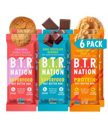 B.T.R. Nation Superfood Keto Protein Bars - Plant Based Vegan Protein | (6 Pack) Variety Pack Sampler | Low Carb Food Low Calorie Gluten Free No Sugar Alcohols Boosted with Superfoods