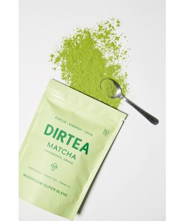 DIRTEA Matcha Powder Super Blend 180g | Organic Ceremonial Grade | Vegan Mushroom Adaptogen Supplement | Long Lasting Energy, Immune & Skin Support | Non GMO | 30 Day Serving - Buy Online on GoSupps.com