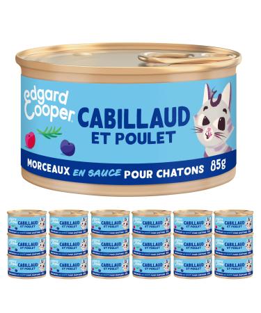 Edgard & Cooper Cat & Kitten Pate (Cod & Chicken 85g x 18) Pat e Pieces in Kitten Sauce Fresh Meat and Quality Prote