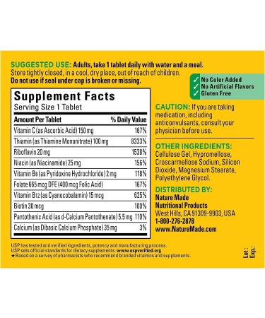 Nature Made Super B Complex with Vitamin C and Folic Acid - 140 Tablets, Immune Support Supplement - Buy Online on GoSupps.com