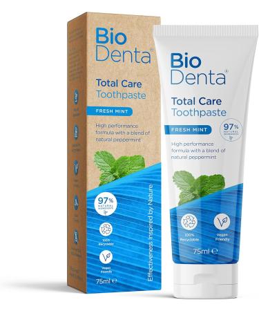  BioDenta Total Care Whitening Toothpaste 75ml - Pack of 3 - 98% Natural Vegan Vegetarian and Halal - SLS PEG and Paraben Free - Pack of 3 - Buy Online on GoSupps.com