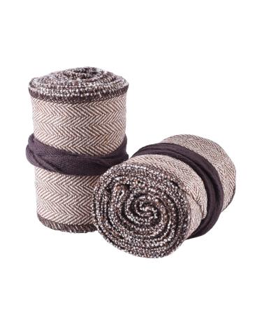 Battle-Merchant 1 pair of calf wraps/leg wraps with herringbone pattern brown/natural 350x10cm