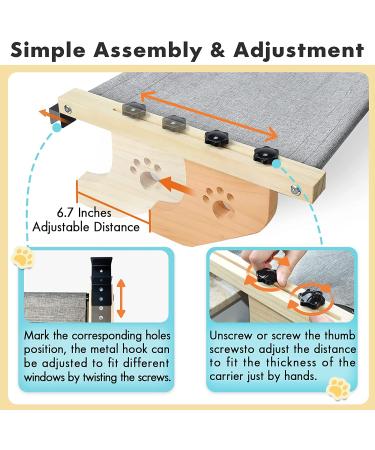 AMOSIJOY Cat Window Perch Hammock for Large Cats - Sturdy Wood & Metal Frame - Easy to Assemble Cat Bed for Windowsill, Bedside, Drawer, Cabinet - 21.7x15x6.9 - Buy Online on GoSupps.com