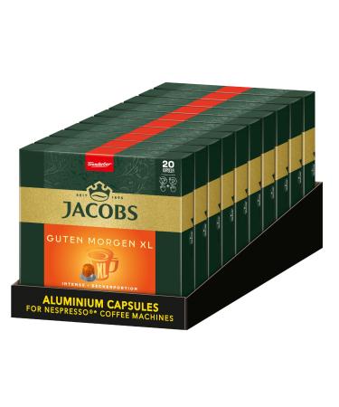 Jacobs Jacobs Bonjour Pack of 200 XL Intense Coffee Capsules Intensity 8/12 10 x 20 drinks Nespresso* compatible coffee capsules