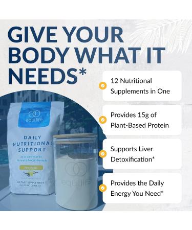 Equilife All-in-One Vegan Protein Powder & Daily Multivitamin - Pure Vanilla 16 oz Bag | Boost Energy, Mood & Gut Health | Skin Health Support - Buy Online on GoSupps.com