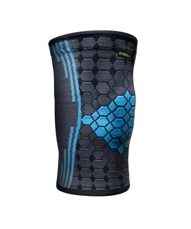 Storelli Knee Sleeve Compression Knee Brace Zero-Slip Silicone Band Customizable Fit Performance Support and Recovery Superior Breathability Extra Large Strap Blue