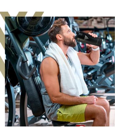 Vinchu Stainless Steel Blender Shaker Bottle - Triple-Wall Insulation for Cold Protein Shakes (Black) - Buy Online on GoSupps.com