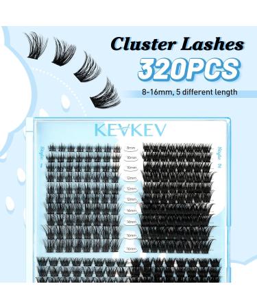 KevKev 320 Pcs D Curl Eyelash Clusters DIY Lash Extensions | 4 Mixed Styles | Wispy & Natural Look |D-Mix (8-16mm) - Buy Online on GoSupps.com