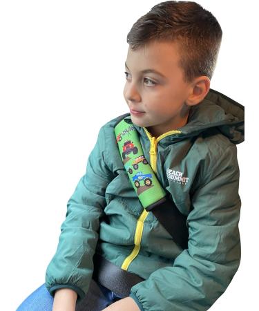 HECKBO 2X Kids Car Seat Belt Pads - Monster Truck Design for Safety and Comfort | Ideal for Booster Seats and Bicycles - 2 Pieces - Buy Online on GoSupps.com