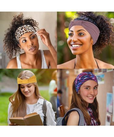 Purefitinsoles Wide Headbands for Women - Non Slip African Thick Headbands - 4 Pack Sweat Bands for Yoga and Workout Fashion (AB-5) - Buy Online on GoSupps.com