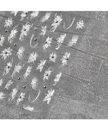 Shop 5D White Flower Nail Art Stickers - Self-Adhesive Floral Decals for Spring Nail Decorations | International Shipping Available - Buy Online on GoSupps.com