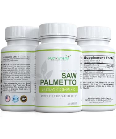 Nutri + Synergy Saw Palmetto - Prostate Support Herbal Supplement for Men - 500mg - 100 Capsules - Buy Online on GoSupps.com