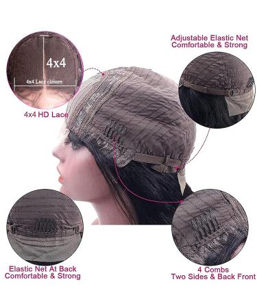 Apomedite 10 Inch Short Bob Human Hair Wig | Body Wave Lace Closure Wig for Black Women | Pre Plucked Glueless Ocean Wavy Lace Front Wig - Natural Color - Buy Online on GoSupps.com