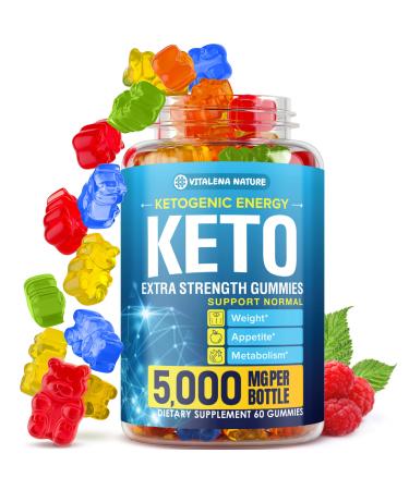 Keto Burn Gummies - 5000 MG - Extra Strength Keto Snack Gummies - Advanced Weight Management for Ketosis Support - Designed in USA - Improve Metabolism Keto Vitamins - 60 Gummies