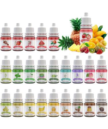 Food Flavoring Oil - 24 Pack Concentrated Flavor Oil for Baking, Cooking, Cosmetics - Liquid Lip Gloss Flavoring Oil Extract for Lip Balm, Drinks, Soap Making - Water & Oil Soluble - .2 Fl Oz Bottles