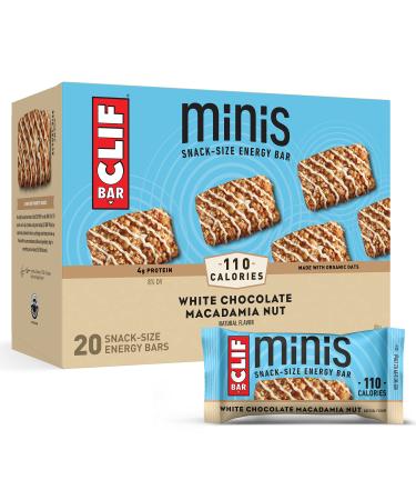 CLIF BARS - Mini Energy Bars - White Chocolate Macadamia Nut Flavor - Made with Organic Oats - Plant Based Food - Vegetarian - Kosher (0.99 Ounce Snack Bars, 20 Count)