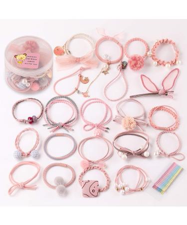 Seatecks 31st piece girl hair tie and hair clip elastic hair tie set hair straps ropes hair ring ponytail holder nice elegant headgear for girls women diy hairstyle pink