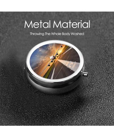 Buy Airport Print Round Pill Box - 3 Compartment Mini Travel Medicine Organizer Decorative Pocket Purse for Vitamins & Tablets - Buy Online on GoSupps.com