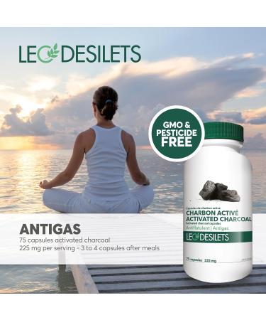 Leo Desilets Activated Charcoal | 225mg of Activated Charcoal per Capsule | Helps Relieve Bloating and Gas Pains | GMO & Pesticide Free | 75 Capsules - Buy Online on GoSupps.com