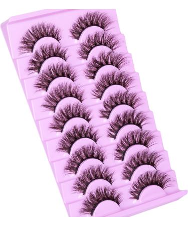 Brown Lashes Natural False Eyelashes 16mm D Curl Russian Strip Lashes That Look Like Extensions Wispy Fluffy Cat Eye Fake Lashes Pack 3D Volume Pestanas Postizas Naturales 9 Pairs by Goddvenus B-brown strip lashes - Buy Online on GoSupps.com