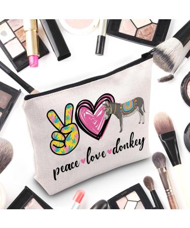 WZMPA Donkey Lovers Cosmetic Bag | Zipper Pouch Gift for Animal Lovers | Peace Donkey Design - Buy Online on GoSupps.com